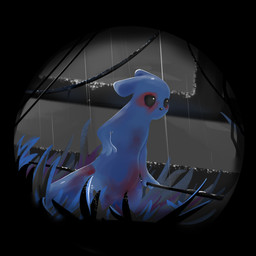 blood blood_on_face bodily_fluids bruised detailed_background female feral holding_melee_weapon holding_object holding_polearm holding_spear holding_weapon melee_weapon outside polearm pregnant pregnant_female raining solo spear vignette weapon cdt2s rain_world videocult survivor_(rain_world) slugcat 1:1