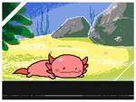 ambiguous_gender cheek_spots duo feral fingers line_boil pink_body pink_tail rock smile solo tail underwater water keke_(artist) amphibian axolotl human mammal marine mole_salamander salamander 2022 4:3 animated frame_by_frame multiple_images short_playtime