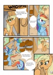 apple applejack_(mlp) barn bucket clothing comic container cowboy_hat cutie_mark dialogue earth_pony english_text equid equine feathered_wings feathers female feral food freckles friendship_is_magic fruit hair hasbro hat headgear headwear hi_res horse mammal monochrome my_little_pony mythological_creature mythological_equine mythology pegasus plant pony rainbow_dash_(mlp) rhk text third-party_edit tree wings