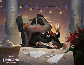 3_toes 4_fingers anthro arms_bent black_bottomwear black_bow_tie black_clothing black_eyebrows black_hair black_pants black_suit black_topwear black_vest bottomwear bow_tie butter_knife button_(fastener) cake chair cheek_tuft claws closed_smile clothed clothed_anthro clothed_male clothing container cup cutlery dessert eyebrows facial_tuft feet finger_claws fingers flower flower_in_pocket food fork fully_clothed fully_clothed_anthro fully_clothed_male fur furniture grey_body grey_chair grey_fur hair holding_container holding_cup holding_object holding_plate kitchen_knife kitchen_utensils knife light male male_anthro milk mouth_closed napkin on_chair pants petals pillar pink_claws pink_inner_ear pink_nose plant red_flower short_hair sitting sitting_on_chair slicked_back_hair smile solo string_lights suit table text thick_eyebrows toe_claws toes tools topwear tuft vest white_dress_shirt federico_maria_cugliari disney disney_lorcana zootopia mr._big_(zootopia) eulipotyphlan mammal shrew 2024 adobe_photoshop_(artwork) colored digital_drawing_(artwork) digital_media_(artwork) english_description english_text hi_res lighting official_art shaded