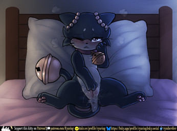 3_toes anus bed bell bell_collar black_body black_fur black_nose black_tail black_tuft black_whiskers blush blush_lines bodily_fluids breath cheek_tuft chest_tuft collar countershade_crotch countershade_face countershade_fur countershade_perineum countershading digitigrade facial_tuft feet female female_feral feral fingering fingering_self fur fur_tuft furniture genital_fluids genitals glistening glistening_eyes handpaw hindpaw humanoid_genitalia humanoid_vulva light long_tail looking_pleasured masturbation multicolored_body multicolored_fur on_bed one_eye_closed open_mouth pawpads paws perineum pillow pink_pawpads pink_vulva purple_collar purple_eyes reclining semi-anthro sitting sitting_on_bed solo spread_legs spreading tail text toes tuft two_tone_body two_tone_fur vaginal vaginal_fingering vaginal_fluids vaginal_masturbation vulva whiskers white_body white_countershading white_fur white_perineum white_sclera white_text white_tuft yellow_text rymherdier beta_pokemon_games nintendo pokemon pokemon_gold_beta beta_pokemon_(species) felid mammal pokemon_(species) rinrin_(pokemon_gold_beta) digital_media_(artwork) english_text full-length_portrait lighting portrait shaded url