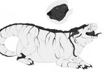 black_body black_fur bloated duo feral fur male male/male oral_vore same_size_vore soft_vore striped_body stripes vore white_body white_fur emil-gee exile_(exilefelkin) rhymald_(rhymald) felid felkin mammal pantherine tiger hi_res