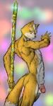 anthro balls butt circumcised circumcision_scar flaccid genital_scar genitals male melee_weapon muscular muscular_anthro muscular_male nipples nude pecs penis polearm scar solo staff weapon white_balls ducati nintendo star_fox fox_mccloud canid canine fox mammal 1:2 hi_res