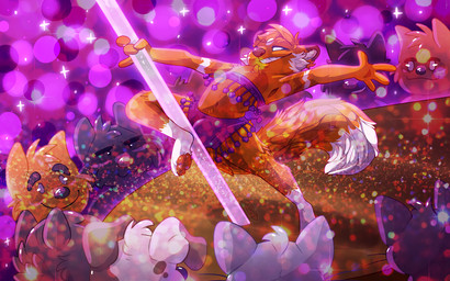 anthro brown_body brown_fur bulge cheek_tuft clothed clothing dancing eyebrows facial_tuft fur group looking_at_viewer male orange_body orange_fur pawpads pole pole_dancing smile solo_focus sparkles standing strip_club stripper stripper_pole tail teeth tuft white_body white_fur crownedvictory sampson_(thymetime) ailurid felid mammal red_panda 16:10 2017 digital_drawing_(artwork) digital_media_(artwork) widescreen