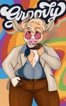 anthro belt biped bottomwear brown_bottomwear brown_clothing brown_pants clothed clothing fully_clothed male pants pink_nose shirt smoking solo topwear goldiescales anthony_(goldiescales) bovid bovine cattle mammal 2021 hi_res trans_(lore) trans_man_(lore)