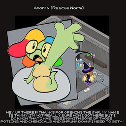 animated_webp anthro apode breasts clothing container dialogue duo featureless_breasts female freckled_face freckles gesture hair hat haunted_house headgear headwear holidays in_container in_jar jar laboratory legless looking_up micro multicolored_hair open_mouth potion potion_bottle rainbow_hair serpentine text waving witch_costume witch_hat corruptedcryptid halloween nintendo pokemon penny_(corruptedcryptid) tammy_(corruptedcryptid) draconcopode ekans generation_1_pokemon generation_4_pokemon lopunny naga pokemon_(species) pokemon_naga shiny_pokemon 1:1 animated english_text hi_res trans_(lore) trans_woman_(lore)