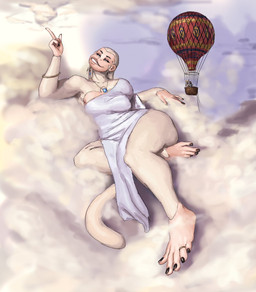 5_fingers 5_toes aircraft ambiguous_gender anthro balloon barefoot black_nails blue_eyes bracelet clothed clothing cloud cloudy_sky colored_nails crossed_legs digit_ring dress ear_piercing feet female fingers fur group hot_air_balloon inflatable jewelry lips looking_away lounging macro macro_anthro macro_female nails necklace off_shoulder on_cloud piercing ring simple_background sky solo_focus thick_lips toe_ring toes trio vehicle white_body white_fur redustheriotact gwyn_(weepeeman1) deity haplorhine mammal monkey primate 2025 hi_res