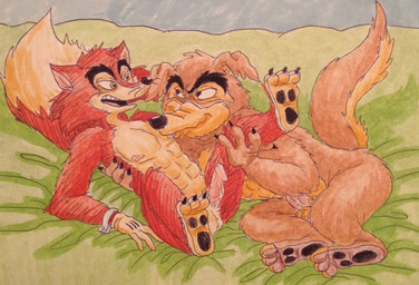 3_toes 4_fingers abs anthro anthro_on_anthro areola balls black_toe_claws brown_body brown_fur brown_tail claws closed_smile clothing countershading dipstick_tail duo erection eye_contact feet fingers fur genitals glans gloves gloves_only hand_on_back handwear handwear_only holding_leg humanoid_genitalia humanoid_penis looking_at_another lying male male/male male_anthro markings mostly_nude mostly_nude_anthro mostly_nude_male mouth_closed nipples on_back on_side open_mouth open_smile pecs penis pink_areola pink_penis raised_tail smile tail tail_markings tan_body tan_countershading tan_snout tan_tail_tip teeth toe_claws toes vein veiny_penis white_clothing white_gloves white_handwear puku83 disney disney's_pinocchio talespin "honest"_john_foulfellow don_karnage canid canine canis fox mammal red_fox true_fox wolf 2016 crossover graphite_(artwork) painting_(artwork) traditional_media_(artwork) watercolor_(artwork)