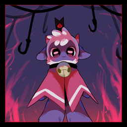 ambiguous_gender anthro bell bell_collar black_border black_eyes border clothed clothing collar front_view fur hook horizontal_pupils horn multicolored_body multicolored_fur pupils red_clothing solo white_body white_fur white_pupils white_wool wool_(fur) kurumilky6 cult_of_the_lamb massive_monster_(studio) lamb_(cult_of_the_lamb) bovid caprine mammal sheep 1:1 2025 hi_res