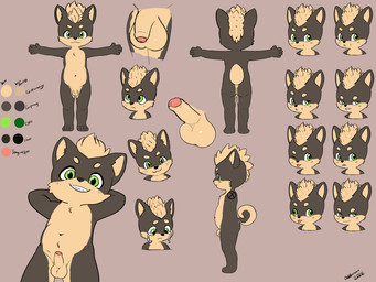 anthro balls butt erection flaccid foreskin genitals grin humanoid_genitalia humanoid_penis looking_at_viewer male multiple_poses penis pose small_balls small_penis smile solo young young_anthro young_male oddscreen canid canine canis domestic_dog mammal shiba_inu spitz 4:3 absurd_res hi_res model_sheet