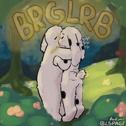 ambiguous_gender anthro blush burp_cloud burp_fetish burp_kissing burping burping_in_mouth detailed_background duo flower forest hug markings onomatopoeia outside overweight plant sam_the_rabbit scut_tail short_tail shrub sound_effects spots spotted_body standing tail tail_motion tailwag text tree white_body lspagf big_fat_stinky_unwashed_sweaty_bunny_(lspagf) animal_humanoid humanoid lagomorph lagomorph_humanoid leporid_humanoid mammal mammal_humanoid rabbit_humanoid absurd_res hi_res