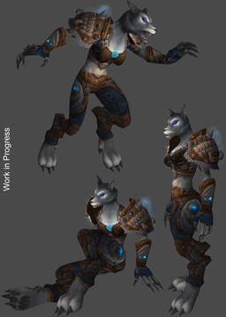 anthro armor claws female glowing growling mail purple_eyes solo unknown_artist blizzard_entertainment warcraft canid mammal werecanid werecreature worgen 3d_(artwork) digital_media_(artwork) hi_res preview unfinished