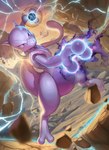 2_toes 3_fingers ambiguous_gender angry aura detailed_background electricity feet fingers purple_eyes rock solo toes supearibu nintendo pokemon generation_1_pokemon legendary_pokemon mewtwo pokemon_(species) 2021 hi_res