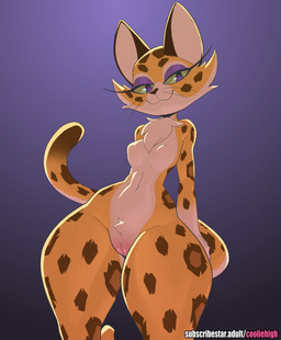 anthro bedroom_eyes breasts claws curvy_figure female front_view fur genitals looking_at_viewer medium_breasts narrowed_eyes seductive smile solo spots thick_thighs vulva wide_hips yellow_body yellow_fur cooliehigh kirby_(series) nintendo clawroline felid feline leopard mammal pantherine 2022 absurd_res hi_res