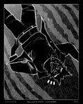 anthro beak belt black_background border bottomwear bubble clothing in_throat jacket male pants shirt simple_background solo topwear underwater upside_down water worried sharkinthepark maccaw_(sharkinthepark) avian bird owl 2025 absurd_res comic greyscale hi_res monochrome