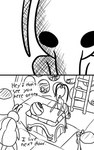 2_panel_comic antennae_(anatomy) arthropod_abdomen biped black_eyes black_text dialogue duo female inside looking_at_another paper simple_background standing store talking_to_another text white_background skeletorskeletonized hollow_knight team_cherry bretta_(hollow_knight) iselda_(hollow_knight) arthropod beetle insect 2020 5:8 comic digital_media_(artwork) english_text hi_res