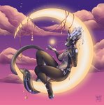 2020 4_toes 5_fingers anthro antlers areola breasts detailed_background digital_media_(artwork) dragon feet female fingers horn moon mythological_creature mythological_scalie mythology night nipples nude outside scalie sky solo star starry_sky tail toes vashaa wingless_dragon
