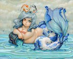 blue_hair cloud cloudy_sky female feral fin fish_tail floating group hair markings overweight scale_markings scales sky split_form surrealism tail tail_fin white_body white_scales camilla_d'errico amur_carp carp cyprinid cypriniform fish humanoid koi marine merfolk typical_carp 2019 hi_res painting_(artwork) traditional_painting_(artwork)