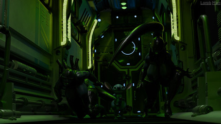 anthro balls big_balls big_penis female feral genitals looking_at_viewer male open_mouth penis short size_difference tail tall wide_hips lamb_man26 camseven_(modeler) samzan_(modeler) alien_(franchise) disney lilo_and_stitch stitch_(lilo_and_stitch) alien humanoid xenomorph hi_res