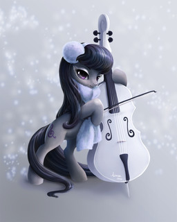 black_hair bow_(stringed_instrument) bowed_string_instrument cello cutie_mark earmuffs eyeshadow female feral hair looking_at_viewer makeup musical_instrument scarf simple_background solo string_instrument tuyla friendship_is_magic hasbro my_little_pony octavia_(mlp) earth_pony equid equine horse mammal pony 2016 4:5 hi_res