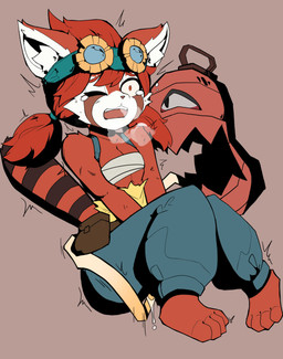 anthro backpack bandage bandaged_chest big_tongue bodily_fluids breath clothing crying cunnilingus eyewear eyewear_on_head female fur genital_fluids goggles goggles_on_head hair lamp lantern long_tongue oral overalls overalls_only red_body red_eyes red_fur red_hair saliva sex solo sucking tail tears tongue tongue_out vaginal vaginal_fluids sillybunny9623 gunfire_reborn nona_(gunfire_reborn) ailurid ghost mammal red_panda spirit undead absurd_res hi_res