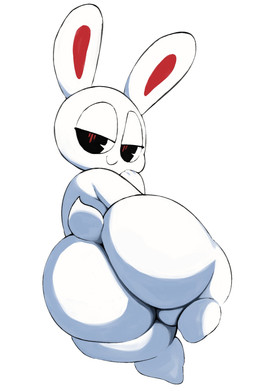ambiguous_gender anthro bedroom_eyes big_butt bottom_heavy butt fur half-closed_eyes huge_butt inviting looking_at_viewer looking_back looking_back_at_viewer narrowed_eyes nude pear-shaped_figure presenting presenting_hindquarters seductive simple_background smile smirk smug smug_face solo thick_thighs white_background white_body white_fur wide_hips sssonic2 chikn_nuggit iscream_(chikn_nuggit) lagomorph leporid mammal rabbit 2022 digital_media_(artwork) hi_res nonbinary_(lore)