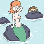 accessory breasts duo female hair_accessory hairband lips navel nipples open_mouth rock split_form water manwithnobats adult_swim cartoon_network rick_and_morty jessica_(rick_and_morty) morty_smith humanoid_merfolk marine merfolk 1:1 2020