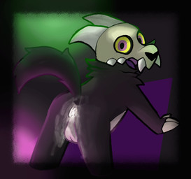 anthro balls bodily_fluids bone cum cum_in_ass cum_inside fur genital_fluids genitals happy horn looking_at_viewer male party raised_tail simple_background skull solo tail tail_motion tailwag yellow_sclera young young_anthro young_male sirunfurr disney the_owl_house king_clawthorne canid demon mammal titan_(the_owl_house) absurd_res animated hi_res loop