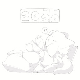 3_toes 4_fingers ambiguous_gender anthro biped blush bottomwear clothed clothing feet fingers fully_clothed fur holding_object interrobang number open_mouth pillow reclining side_view simple_background sitting skirt solo tablet tail toes topwear tuft white_background white_slime_(artist) unnamed_character felid feline mammal 1:1 2025 digital_drawing_(artwork) digital_media_(artwork) greyscale hi_res monochrome pictographics