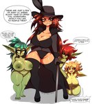 big_breasts breasts cleavage clothed clothing female genitals group larger_female legwear not_furry nude pussy short_stack size_difference smaller_female text thigh_highs trio twistingtoxic toxic_(twistingtoxic) goblin human humanoid mammal english_text hi_res