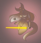 anthro areola biped breasts brown_body brown_scales female floating genitals hair holocron lightsaber long_hair looking_at_viewer melee_weapon nipples non-mammal_breasts nude orange_eyes orange_lightsaber purple_background pussy scales simple_background sith solo tail weapon feretta mythology star_wars tale_of_tails mis'alia draako dragon mythological_creature mythological_scalie scalie silver_dragon digital_media_(artwork) shaded