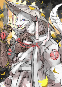 ambiguous_gender blue_eyes clothed clothing fangs hat headgear headwear humanoid_hands looking_at_viewer open_mouth prosthetic prosthetic_limb pupils scales sharp_teeth slit_pupils solo string tail teeth twig twig_in_mouth white_body white_scales white_tail ao_gravity chinese_zodiac year_of_the_snake reptile scalie snake 2025 absurd_res hi_res