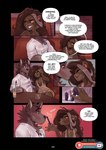 2022 5_fingers anthro breasts brown_hair canid canine canis clothed clothing comic digital_media_(artwork) english_text felid feline female fingers furlana hair hi_res lion mammal pantherine profanity red_eyes rey_(furlana) smile text url wolf