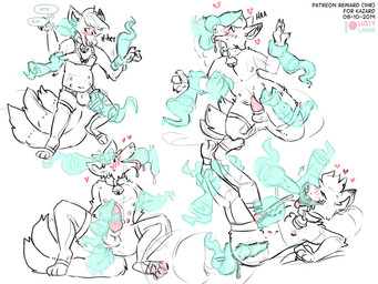 anal anal_penetration animal_genitalia animal_penis balls canine_genitalia canine_penis clothed clothing collar crossdressing disembodied_hand fellatio front_view genitals ghost_hand ghost_sex grope group knot male male/male male_penetrated male_penetrating male_penetrating_male nipples oral oral_penetration penetration penile penis pink_nipples pink_penis pink_tongue sex side_view teasing text tongue translucent translucent_penis undressing conditional_dnp lustylamb canid canine fox ghost mammal spirit absurd_res english_text hi_res