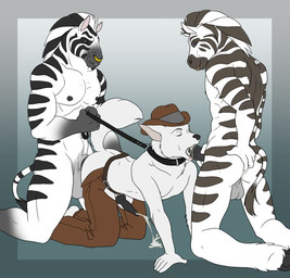 all_fours anal anal_fingering anal_masturbation anal_penetration animal_genitalia animal_penis anthro anthro_on_anthro anthro_penetrated anthro_penetrating anthro_penetrating_anthro anus backsack balls black_nipples black_nose black_penis bodily_fluids canine_genitalia canine_penis chaps clothed clothing collar cum cum_while_penetrated cumshot dominant dominant_male double_penetration ejaculation equine_genitalia equine_penis erection eyes_closed facial_piercing fellatio fingering fingering_self fur genital_fluids genitals gloves_(marking) group group_sex hands-free hat headgear headwear holding_leash holding_object hooves interspecies kneeling knot leash leash_pull leg_markings male male/male male_penetrated male_penetrating male_penetrating_male markings masturbation muscular nipples nose_piercing nose_ring nude oral oral_penetration orgasm pecs penetration penile penis piercing ring_piercing septum_piercing sex side_view simple_background socks_(marking) spitroast stripes submissive submissive_male threesome topless trio white_body white_fur holly_marie_ogburn zeeb_(holly_marie_ogburn) canid canine canis equid equine mammal wolf zebra