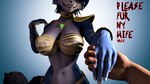 anthro big_breasts blush bottomwear breasts clothing collar digit_ring eyes_closed female first_person_view gesture hand_holding jewelry loincloth male male/female male_pov necklace open_mouth open_smile ring sharp_teeth smile suggestive suggestive_gesture teeth text wedding_ring chadchan3d nintendo star_fox warfare_machine krystal_(star_fox) warfare_krystal canid canine fox human mammal 16:9 3d_(artwork) digital_media_(artwork) hi_res widescreen