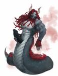 apode beard braided_hair dreadlocks erection facial_hair genitals grin hair holding_penis horn legless male muscular muscular_male penis serpentine smile solo goroguro knux_(maestroknux) draconcopode naga reptile scalie snake hi_res