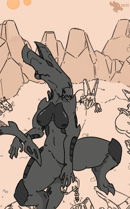 4_fingers abs after_battle areola big_breasts black_body breasts butt claws curvy_figure detailed_background eyeless fangs featureless_crotch female fingers grey_body group horn hourglass_figure long_tail machine mountain nipples non-mammal_breasts nude rock science_fiction spikes sun tail teeth thick_thighs blackdragon4444 alien_(franchise) alien alien_humanoid humanoid robot robot_humanoid xenomorph xenomorph_queen 2021 5:8 hi_res