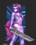 angry anthro anthrofied bra breasts buster_sword butt clothing cutie_mark female green_eyes horn looking_at_viewer melee_weapon panties solo sword underwear weapon mazinga669 hasbro my_little_pony mythology equid equine mammal mythological_creature mythological_equine unicorn hi_res