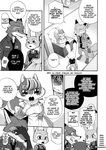 anthro blush bottomwear canid canine clothed clothing comic dialogue disney dogear218 english_text fox fully_clothed fur group hard_translated judy_hopps lagomorph leporid mammal monochrome necktie nick_wilde pants rabbit red_fox rodent sciurid shirt speech_bubble standing text third-party_edit thought_bubble topwear translated true_fox zootopia