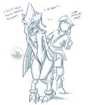 anthro claws desperation duo holding_crotch knock-kneed male male/male omorashi toe_claws urine_meter conditional_dnp grumpyvulpix breath_of_the_wild nintendo the_legend_of_zelda link revali avian bird human mammal rito blue_and_white digital_media_(artwork) monochrome shaded