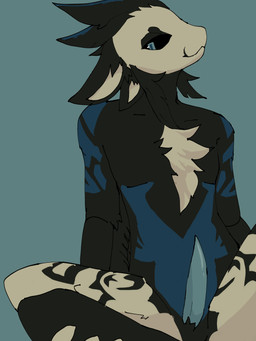 4_ears anthro blue_penis feathers genitals male multi_ear no_shading nonchalant penis solo avali 3:4 absurd_res hi_res