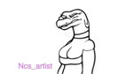 anthro bodily_fluids clothed clothing duo eyelashes female frown humor reverb_(audio) simple_background size_difference slightly_chubby sweat sweatdrop white_background ncs sound_warning keeshee vranda cobra lamarian python reptile scalie snake 16:9 2021 2d_animation animated meme short_playtime sound webm widescreen