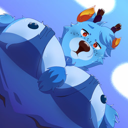 anthro antlers arm_tuft armpit_hair barbell_piercing big_muscles big_pecs blue_body blue_clothing blue_eyebrows blue_fur blue_hair blue_nipples blue_shirt blue_tank_top blue_topwear bodily_fluids body_hair brown_antlers brown_nose chest_hair clothing cloud dripping eyebrows facial_markings freckled_face freckles fur hair head_markings horn looking_at_viewer looking_down looking_down_at_viewer low-angle_view male markings meme_pose muscular muzzle_(marking) nipple_piercing nipples orange_eyes orange_inner_ear oversized_clothing pecs pecs_focus piercing shirt shoulder_tuft sky solo sweat sweat_drip sweatdrop tank_top topwear tuft worried arvo_(artist) animal_crossing nintendo pec_pov_meme bam_(animal_crossing) deer mammal 1:1 2024 hi_res