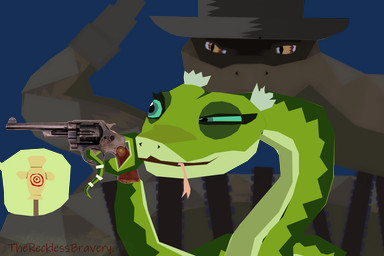 blurred_foreground brown_body clothing duo female green_body gun handgun hat headgear headwear low_poly male narrowed_eyes ranged_weapon revolver squint tail tail_gun tail_holding_object target_practice tongue tongue_out weapon weapon_tail toiletdestroyer dreamworks kung_fu_panda master_viper rattlesnake_jake pit_viper rattlesnake reptile scalie snake viper 3:2 alpha_channel hi_res