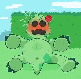 4_legs anthro anus blush blush_lines female first_person_view flower genitals green_body looking_at_viewer plant rose_(flower) simple_background solo tail vulva crushpepper microsoft minecraft mojang xbox_game_studios rose_(pixel_vibri) creeper_(minecraft) hi_res