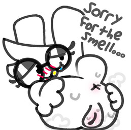 anthro anus blush blush_lines bodily_fluids braces butt dialogue eyelashes eyewear female fur genitals glasses hand_on_butt hand_on_own_butt head_turned lidded_eyes nerd presenting presenting_hindquarters presenting_vulva pupils rabbit_ears simple_background solo spread_butt spreading sweat sweaty_butt tail text vulva white_background white_body white_fur ruby_rabbit lagomorph leporid mammal rabbit english_text hi_res