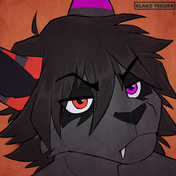 anthro black_body black_fur black_hair fur grumpy hair heterochromia solo blakixtekzer_(artist) domestic_cat felid feline felis mammal 1:1 absurd_res headshot_portrait hi_res icon portrait