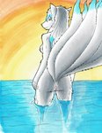 anthro anus breasts butt female fullcolor fur looking_back multi_tail nipples nude pokemorph smile solo sunset tail walking water white_body white_fur nyghtmar3 nintendo pokemon serenity_(nyghtmar3) alolan_form alolan_ninetales canid canine fox generation_7_pokemon mammal pokemon_(species) regional_form_(pokemon) hi_res traditional_media_(artwork)