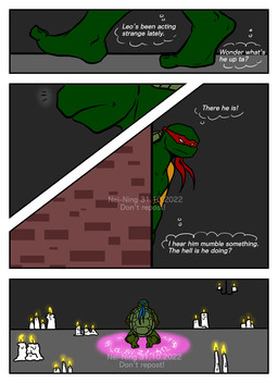 anthro duo holidays intersex intersex/male magic magic_circle male male/male not_furry text nei-ning halloween teenage_mutant_ninja_turtles teenage_mutant_ninja_turtles_(2003) leonardo_(tmnt) raphael_(tmnt) monster reptile scalie turtle comic digital_media_(artwork) distracting_watermark english_text watermark brother_(lore) brothers_(lore) sibling_(lore)